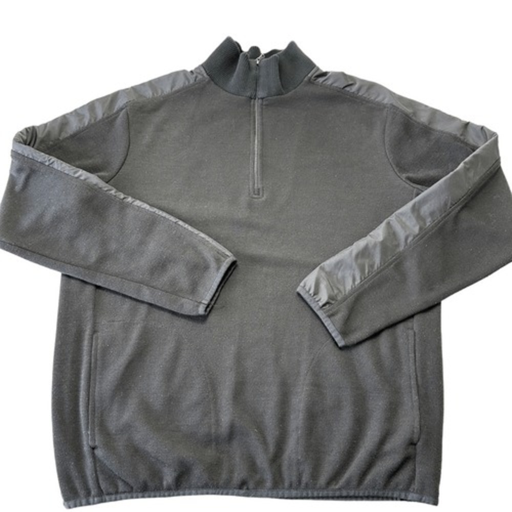 Antigua Black Solid Quarter Zip Pullover, Large